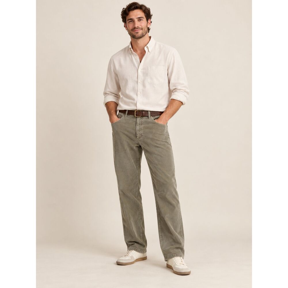 Men's Tan Corduroy Pants Straight Leg Casual Vintage Retro Style